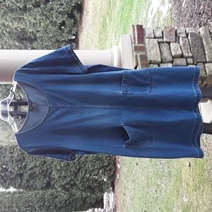 Boston Classics Mini Blue Jean Denim Dress size 20W Short Sleeve Front Pockets